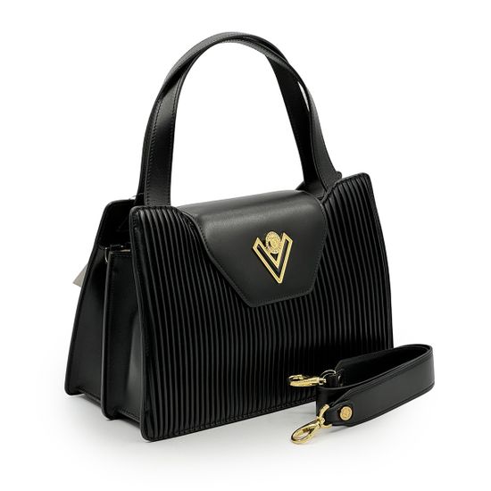 Сумка Valentino Orlandi черная кожаная - фото 2, 7330 VO NERO