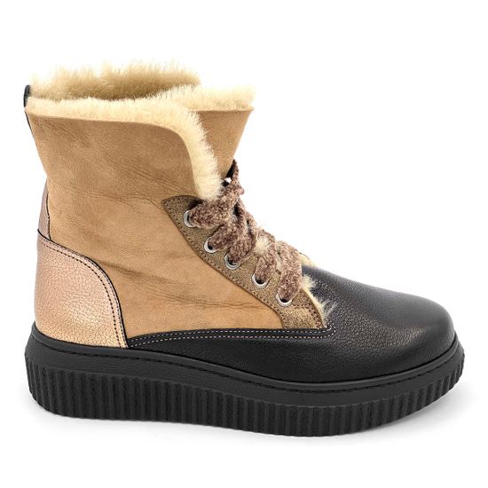 Ботинки Marzetti черно-золотые МЕХ комбинация замши и кожи - фото 2, 