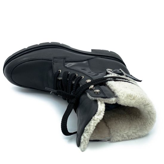Ботинки Tiffi черные кожаные МЕХ - фото 5, A361RM TI