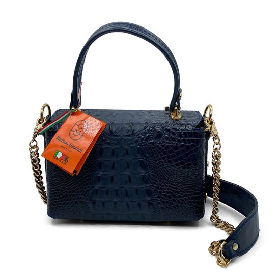 Сумка Marino Orlandi синяя кожаная крокодил - фото 3, 