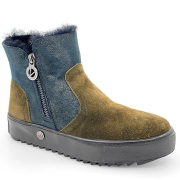 Ботинки Lab Milano черно-зеленые замшевые МЕХ - фото 2, A13309 LAB