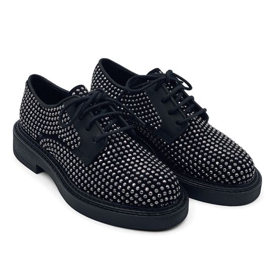 Полуботинки Mimmu черные замшевые демисезонные клепки метал - фото 8, F303M24 MIM MET851