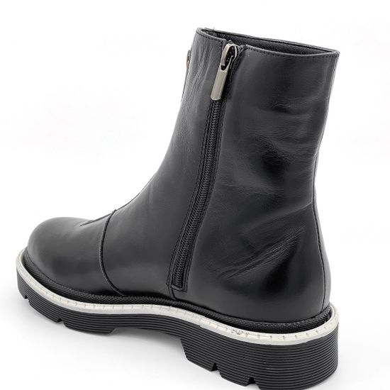 Ботинки Cover черно-белые кожаные МЕХ - фото 3, 