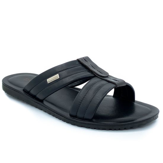 Шлепанцы Emozioni черные кожаные - фото 2, 