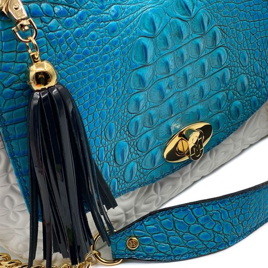 Сумка Marino Orlandi бело-голубая кожаная - фото 4, 