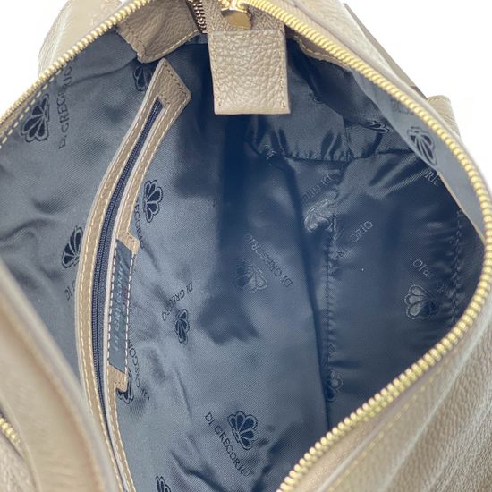 Сумка Di Gregorio серая кожаная - фото 5, 