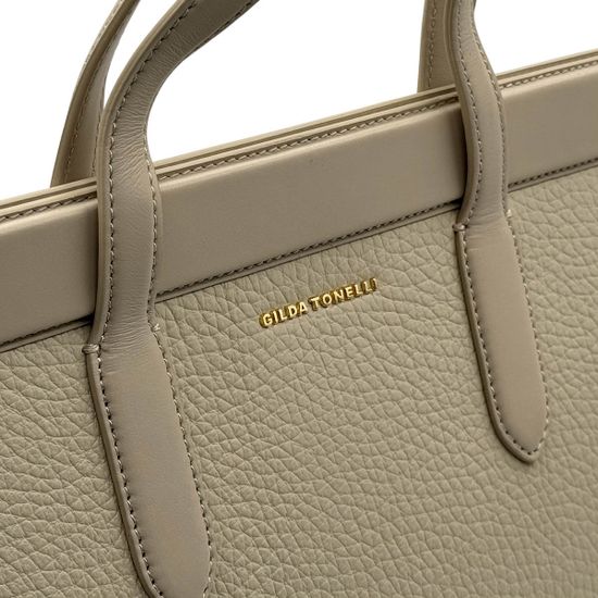 Саквояж Gilda Tonelli бежевый кожаный - фото 4, 1081 TON BEIGE