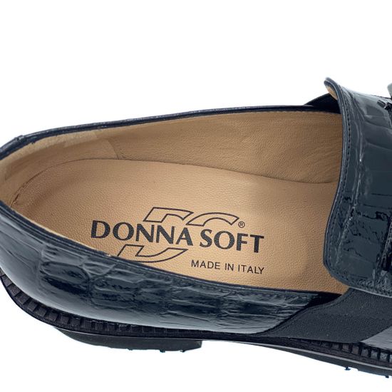 Лоферы Donna Soft черные из лакированной кожи тиснение под крокодила - фото 7, DS1571 DS NERO