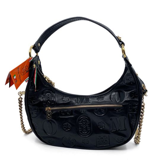 Сумка-банан Marino Orlandi черная кожаная - фото 3, 4904 MO NERO