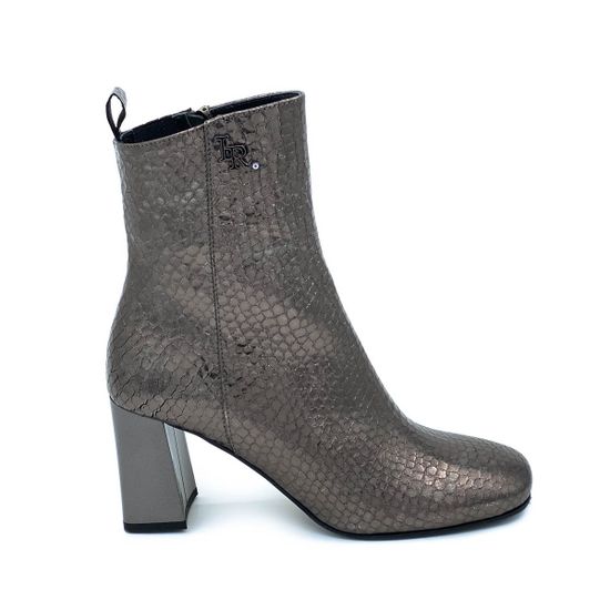 Ботильоны Ilasio Renzoni серебряные кожаные демисезонные тиснение под питона - фото 1, 6315 IR