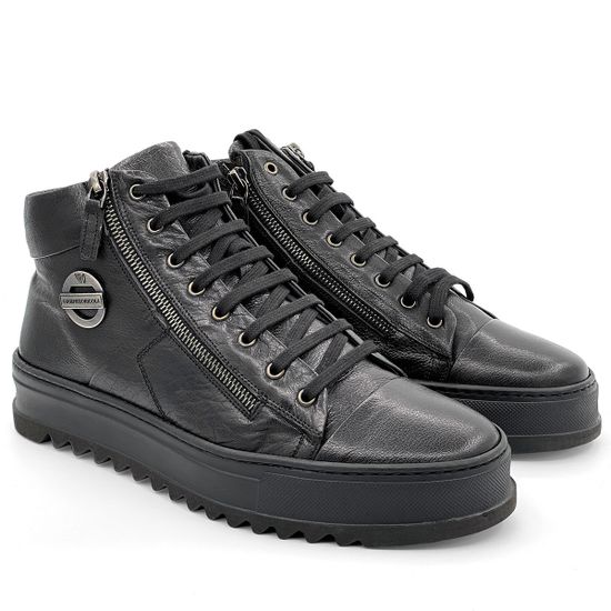 Ботинки Giampieronicola черные кожаные МЕХ - фото 7, 