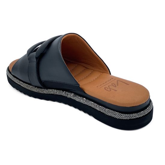 Шлепанцы Lab Milano черные кожаные - фото 3, 