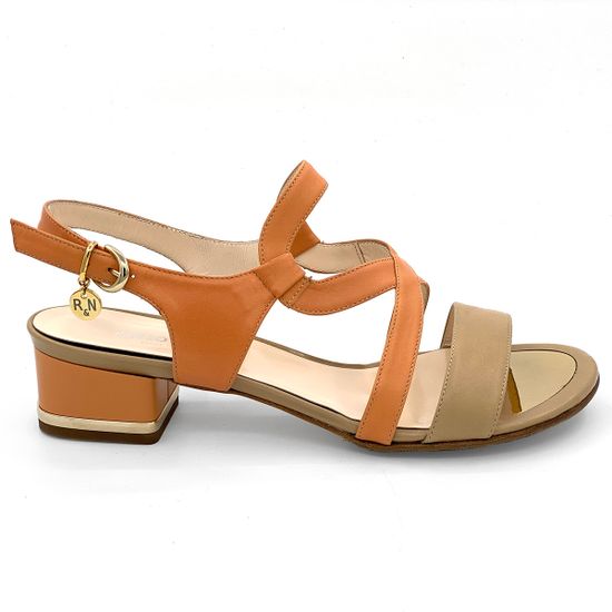 Босоножки Rosso&amp;Nero кожаные рыже-бежевые - фото 1, 