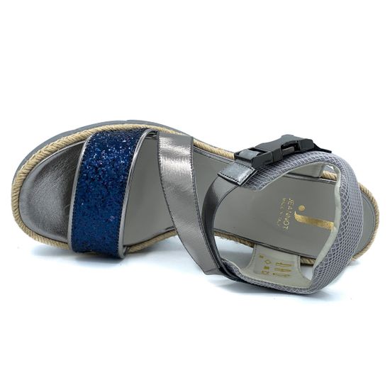 Босоножки Jeannot сине-серебряные кожаные - фото 5, 30181 JN