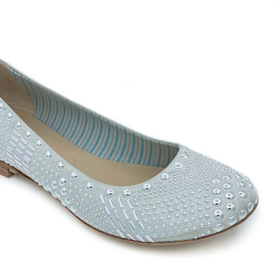 Балетки Fru.it белые замшевые с металлическими клепками - фото 6, 