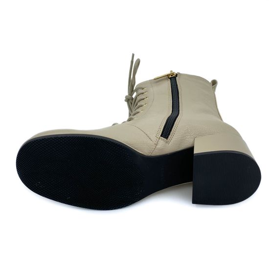 Ботильоны Mot Cle бежевые кожаные МЕХ - фото 4, 