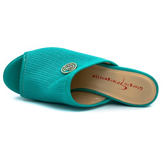 Сабо Giorgio Piergentili бирюзовые кожаные - фото 5, 