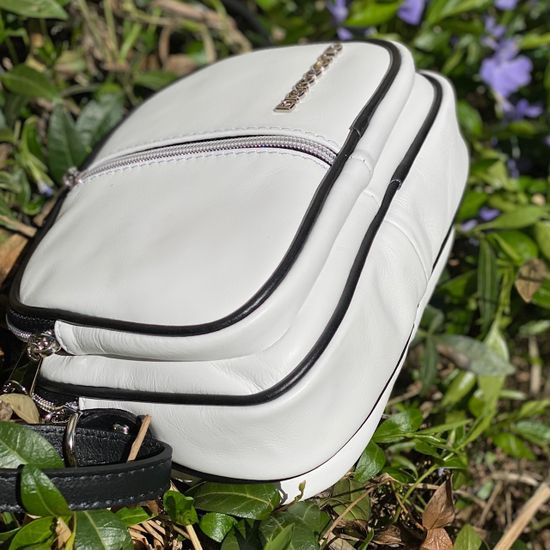 Сумочка Di Gregorio кросс-боди бело-черная кожаная маленькая - фото 5, 8829 DG BIANCO