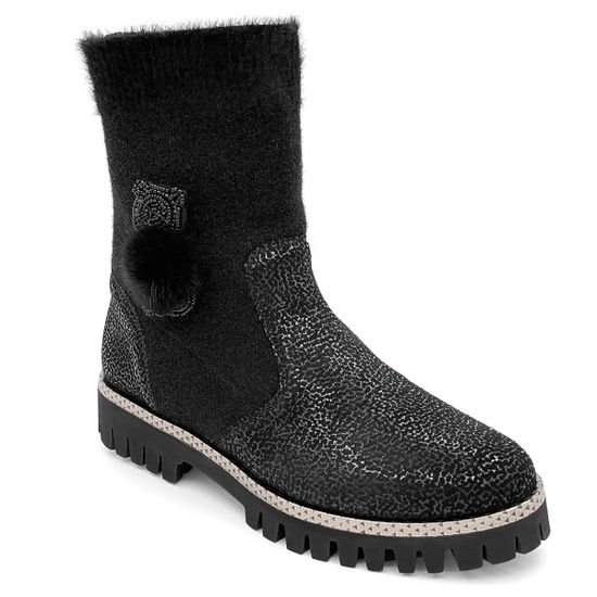 Ботинки Marzetti черные МЕХ комбинация замши и войлока - фото 2, 