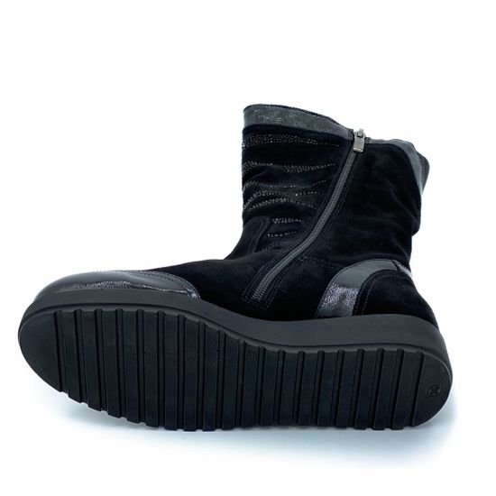 Полусапоги Marzetti черные МЕХ комбинация замши и наплака - фото 4, 