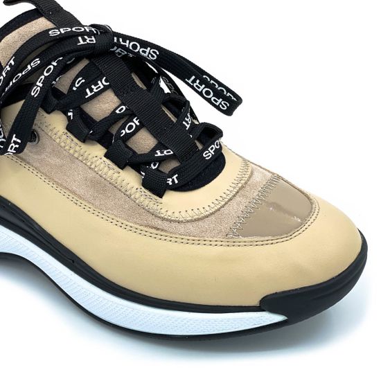 Кросссовки Lab Milano черно-бежевые кожаные демисезонные - фото 6, ZN1313 LAB BEIGE