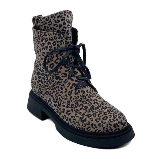 Ботинки CVCover бежевые принт &quot;леопард&quot; замшевые на байке - фото 2, 83690-1 COV