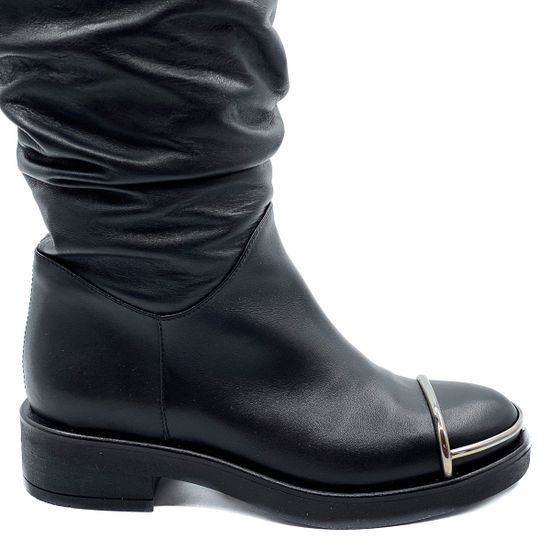 Сапоги Tiffi черные кожаные байка - фото 5, A363L TI