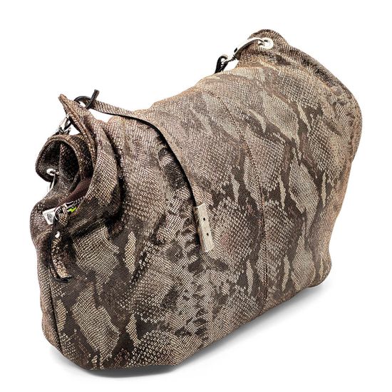 Сумка Di Gregorio коричнево-серебряная кожаная тиснение под питона - фото 2, 