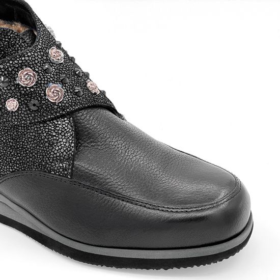 Ботинки Marzetti черные кожаные МЕХ - фото 6, 