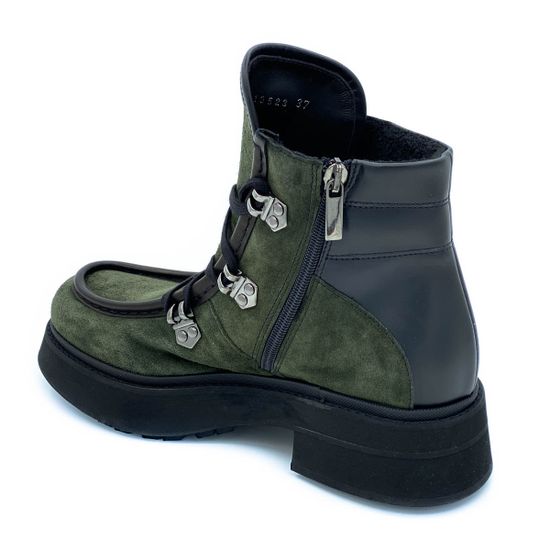 Ботинки Lab Milano зеленые байка комбинация кожи и замши - фото 3, 13253 LAB VERDE