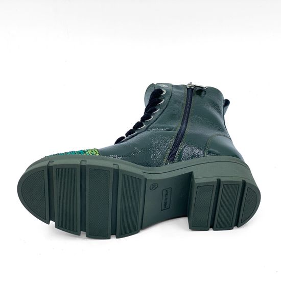 Ботинки Tiffi зеленые из лакированной кожи на шерсти - фото 4, A383 TI BOSCO