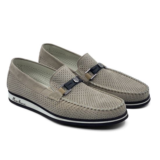 Лоферы Mario Bruni замшевые перфорированные бежевые - фото 7, 64255 MB BEIGE