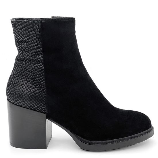 Ботинки Cover черные замшевые МЕХ с кожаными вставками тиснение под питона - фото 1, 751918-2 COV