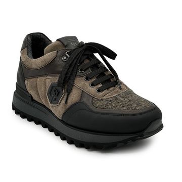 Кроссовки GIAMPIERONICOLA коричневые кожа/замша/текстиль на шерстяной подкладке - фото 2, X393142 GPN