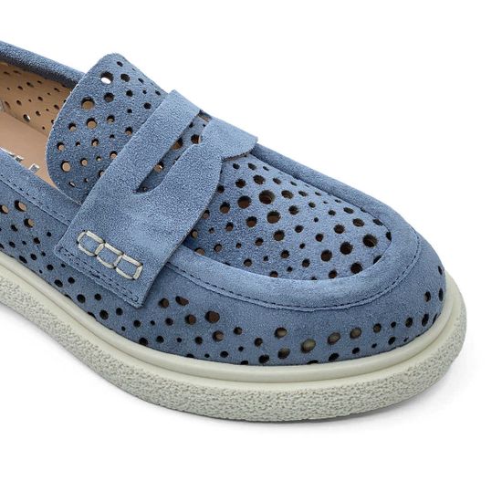 Лоферы летние MIMMU замшевые голубые с крупной перфорацией - фото 6, E303E9 MIM CIELO