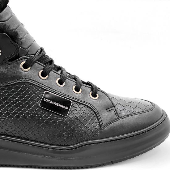 Ботинки Luca Guerrini черные кожаные МЕХ - фото 6, 