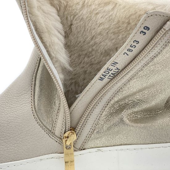 Ботинки Marzetti бежево-золотые кожаные МЕХ - фото 6, 7853MD01 MZ