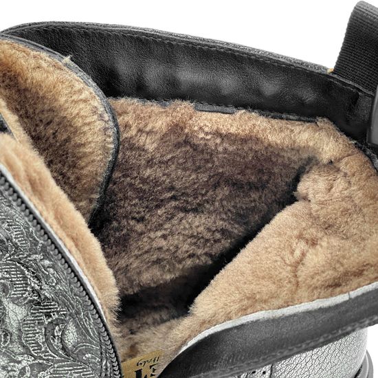 Ботинки Marzetti  серебряные кожаные МЕХ - фото 7, 