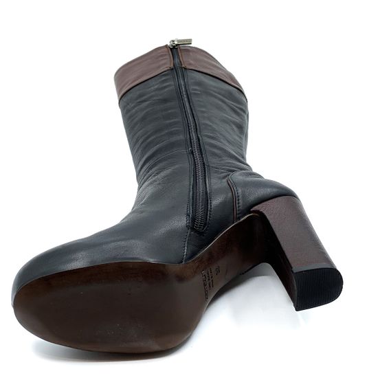 Сапоги Zamagni черно-коричневые кожаные демисезонные - фото 4, 130 ZAM