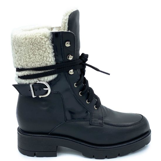 Ботинки Tiffi черные кожаные МЕХ - фото 1, A361RM TI