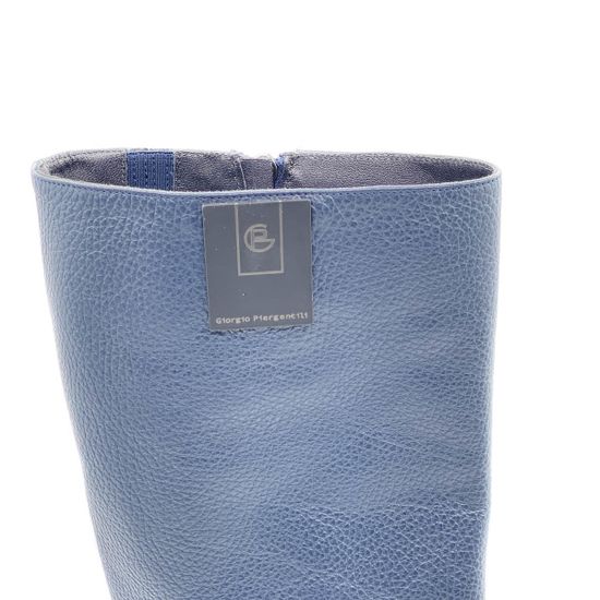 Сапоги Giorgio Piergentili синие кожаные МЕХ - фото 5, 