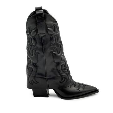 Полусапоги казаки MIMMU черные кожаные демисезонные - фото 1, M2726M8 MIM NERO