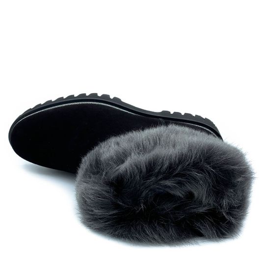 Ботинки Pertini черные замшевые МЕХ - фото 5, 182W15058D2 PRT