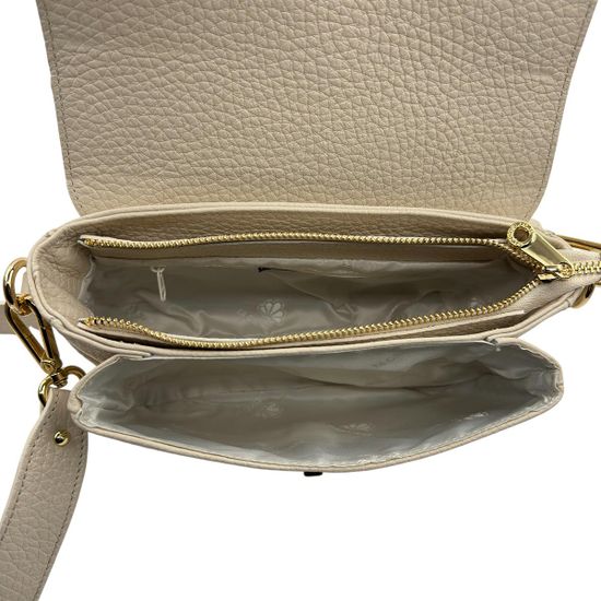 Сумка кросс-боди Di Gregorio бежевая кожаная - фото 7, 8889 DG BEIGE26