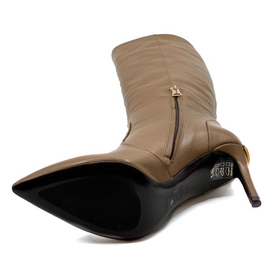 Сапоги Tiffi бежевые кожаные демисезонные - фото 4, 