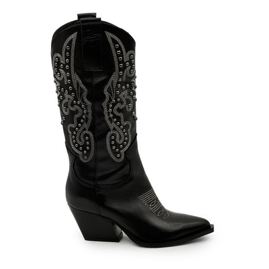 Сапоги казаки MIMMU черные кожаные демисезонные - фото 1, M690M37 MIM