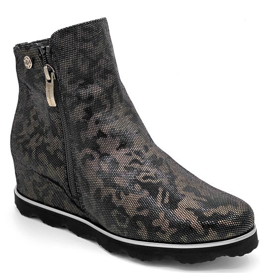 Ботинки Marzetti черно-коричневые замшевые МЕХ с лазерной обработкой - фото 2, 