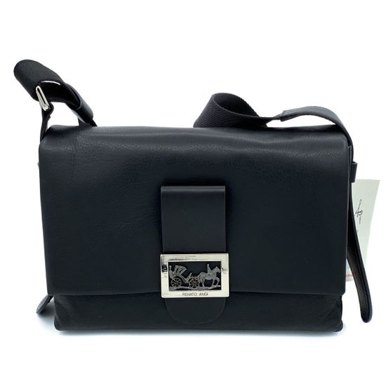 Сумка-мессенджер Renato Angi черная кожаная - фото 2, 