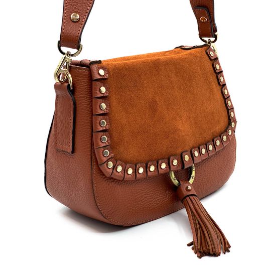 Сумочка Ripani рыжая комбинация кожи и замши - фото 2, 