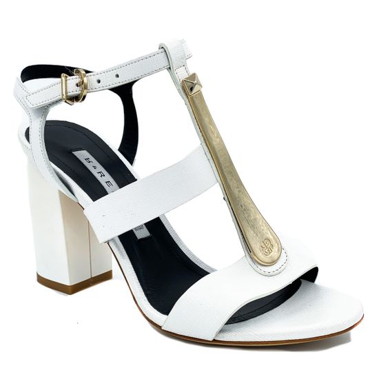Босоножки Renzi кожаные белые с металлическим язычком - фото 2, 